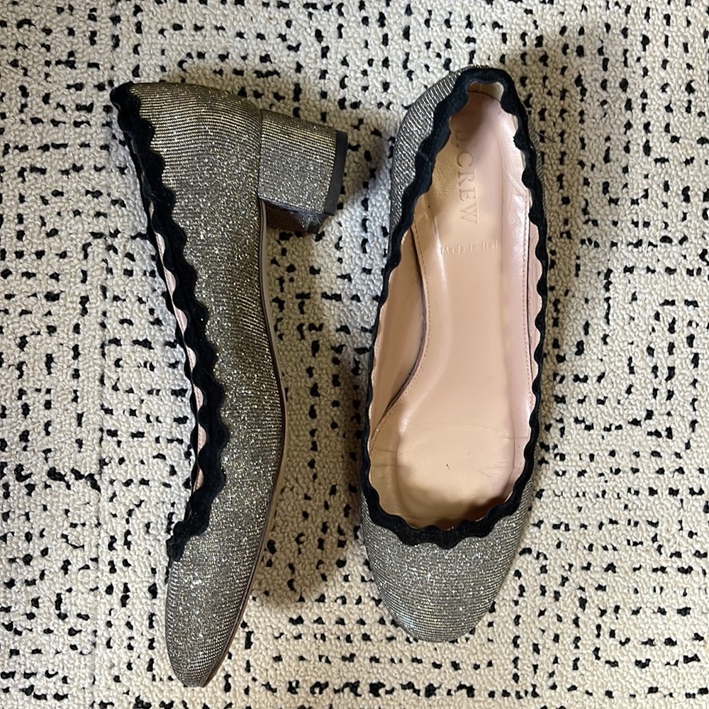 J. Crew Metallic Ric Tac Heels